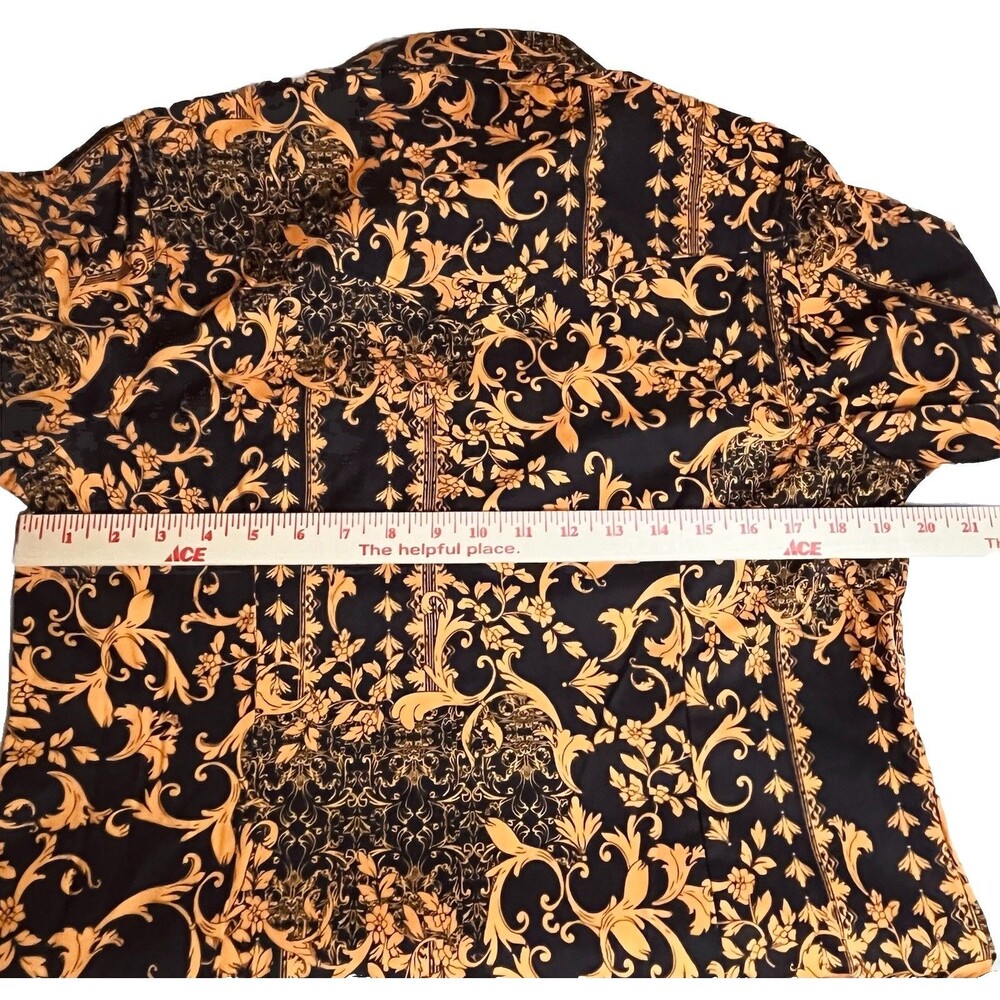 ACE of Diamond Women’s Western Snap Up Shirt Large Orange Black Floral Rodeo NEW - Picture 8 of 10